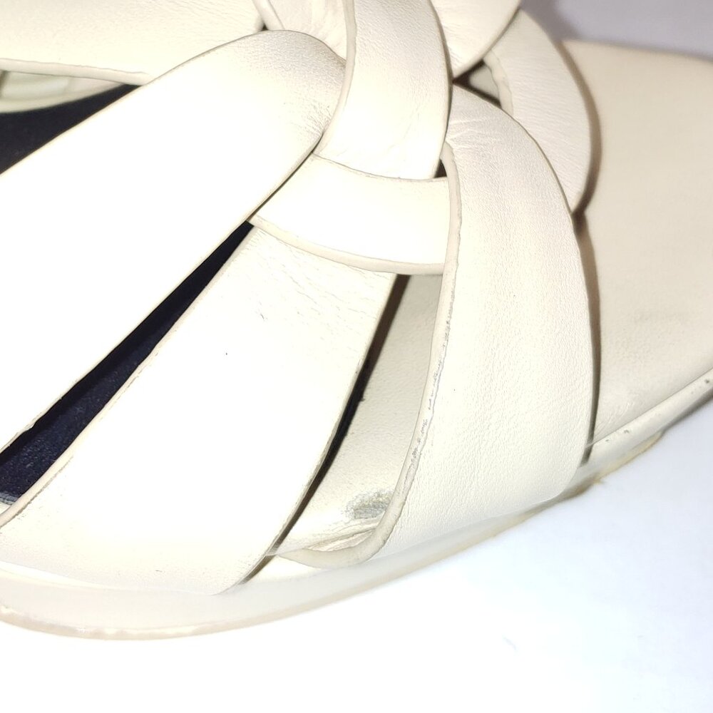 SAINT LAURENT Tribute Platform Sandals in Smooth Leather Cream Size 39 - Picture 6 of 15